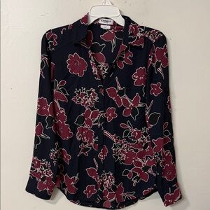 Express Floral Print Blouse - Black and Red